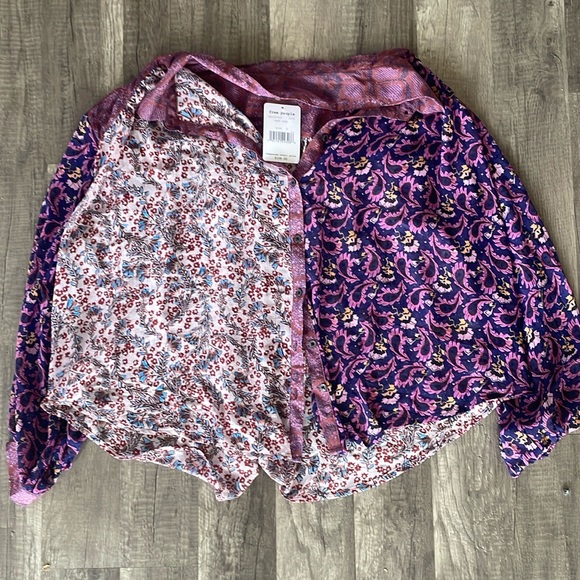 Free People Dark Combo blouse - Picture 1 of 1